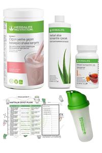 Herbalife 4'lü Set - Ahududu Shake  Şeftali Aroma Çay  Aloe Vera  Shaker Ve Diyet Listesi