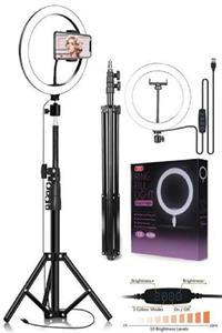 RAYLAX Ring Light Youtuber Tiktok Çekim Tripod Makyaj Işığı Telefon Tutucu 10 Inç 2.1 Mt Tripod