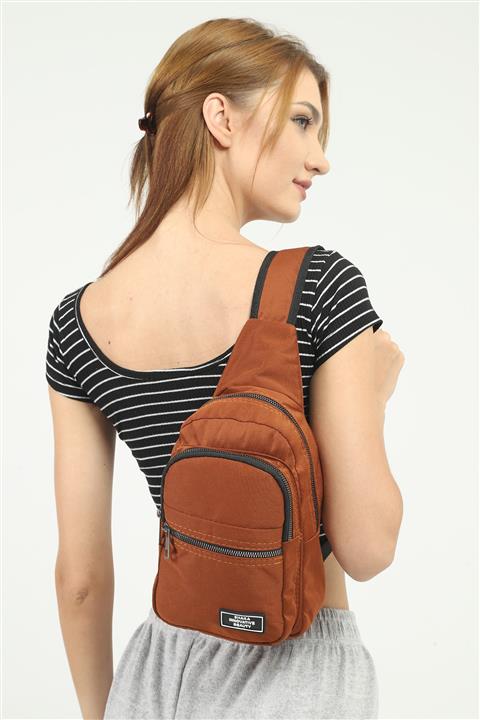 SHAKA U3 Kiremit 3 Bölmeli Çapraz Bel Çantası Boy:30 Cm En:15 Cm