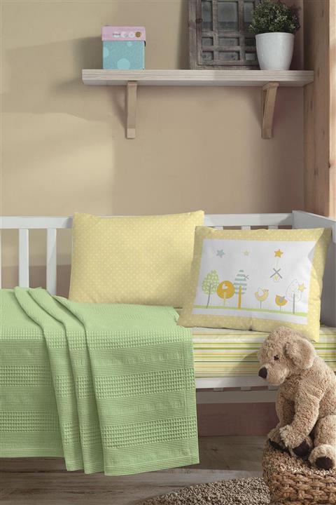 İyi Geceler İstanbul Ranforce Bebek Pike Takımı - Birdly Sarı