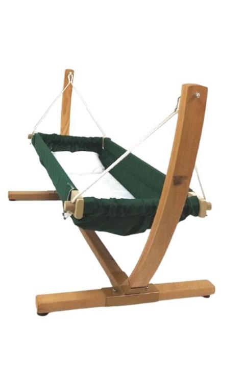 BEBEK RÜYASI Doğal Ahşap Hamak Beşik - Taşınabilir Özellikte (YEŞİL)