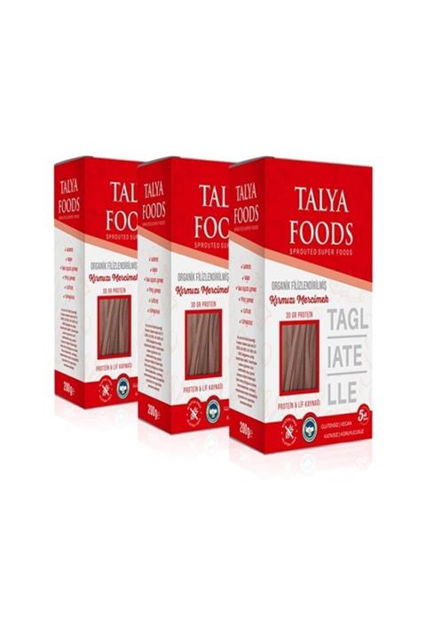 TALYA FOODS Talya Organik Filizlendirilmiş Kırmızı Mercimek Taglıatelle 3'lü Fırsat Paketi