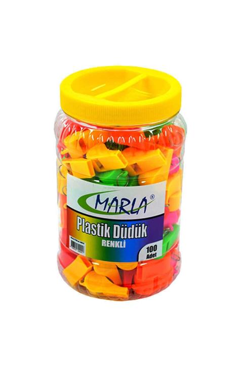 Marla Renkli Plastik Düdük 100 Adet