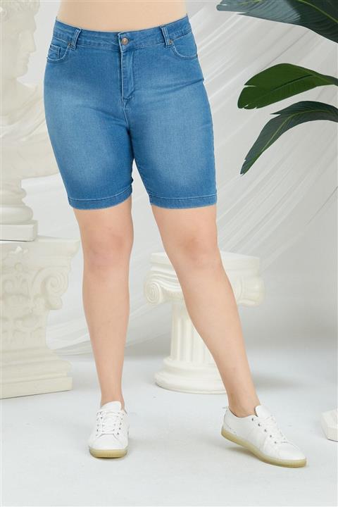 RMG Kadın Büyük Beden Buz Mavi Şort