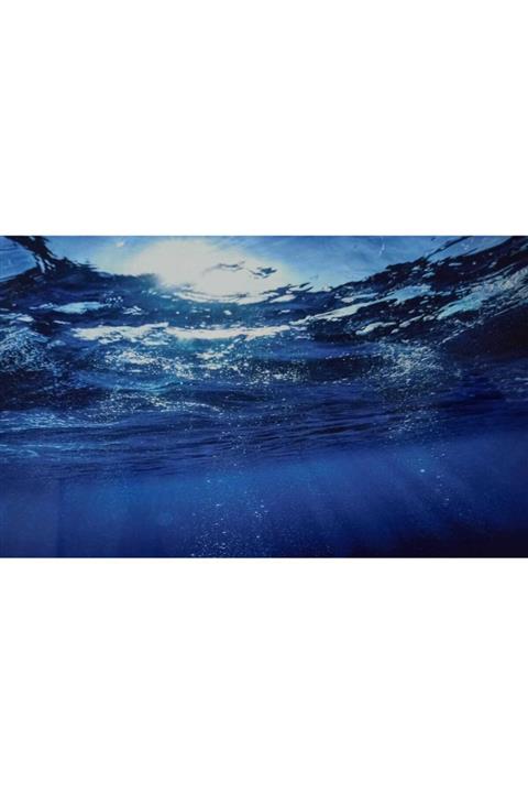 TROPİKAL Arka Fon Mavi Su 50 Cm Uzunluk Yükseklik 30 Cm