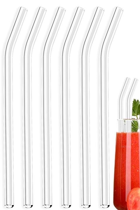 Tilbe Home Cam Pipet Meşrubat Pipeti Cam Bükülmüş Çubuk Pipet Sağlıklı Ve Dayanıklı El Yapımı Şeffaf Cam Pipet