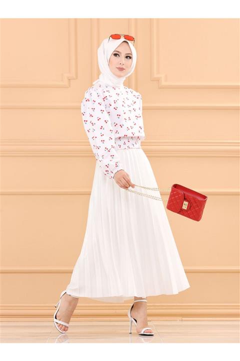 TOFİSA Desenli Bluz  Beyaz