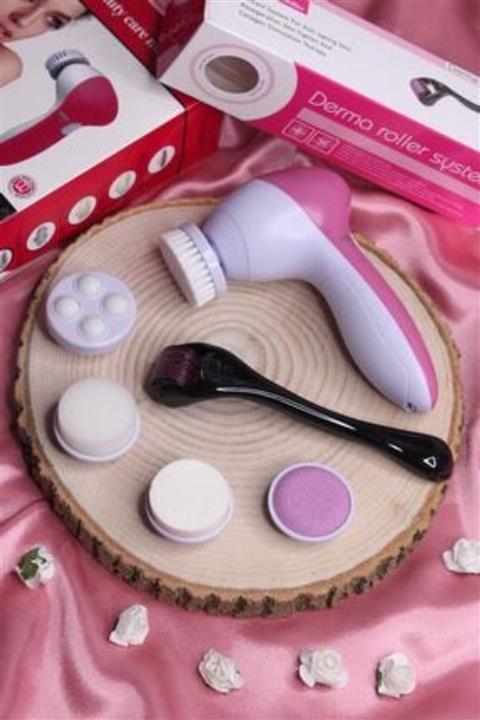 Sildne 2'li Cilt Bakım Seti 5 Başlıklı Yüz Temizleme-peeling Aleti + Dermaroller 1 Mm