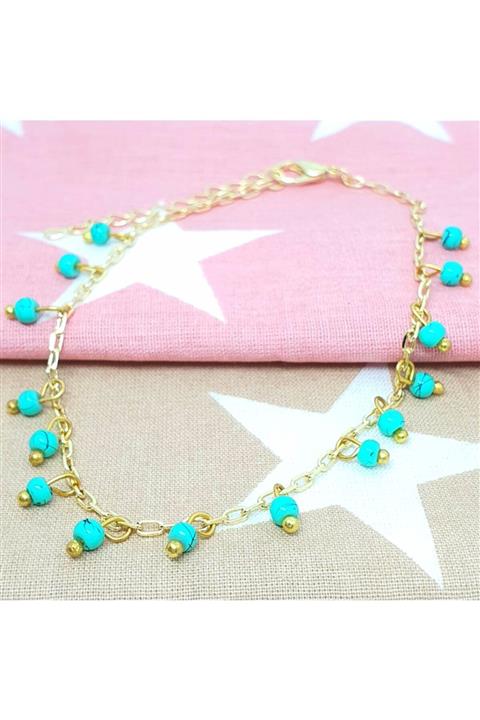 Stone Design Bracelet Sevimli Turkuaz Halhal