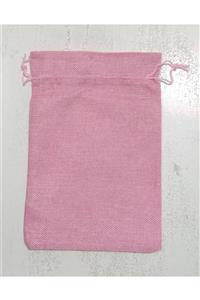 KorseShop 2 Adet Hasır Kese Çanta Torba Hediyelik Kese Keten Pembe Rengi 26x17,5 Cm