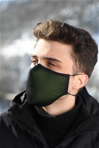 AntiCoV Prestige Boyun Lastikli NEON YEŞİL+SİYAH AntiViral Kumaştan Üretilmiş Yıkanabilir Maske