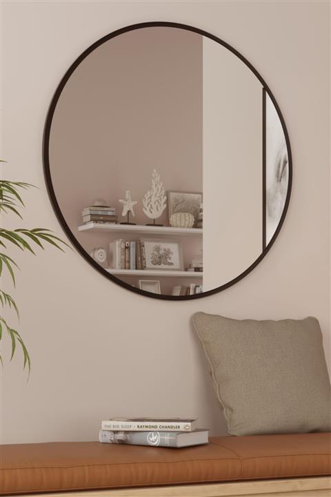 incimetal Inci Metal Design 90 Cm Siyah Yuvarlak Ayna