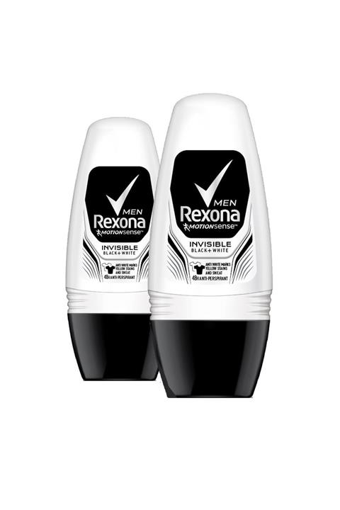 Rexona Erkek Deodorant Roll On Invisible Black White 50 Ml X2