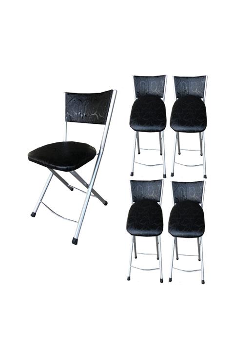 Orjinal merkez Portatif Katlanır Kamp Mutfak Bahçe Sandalyesi Siyah 4 Adet