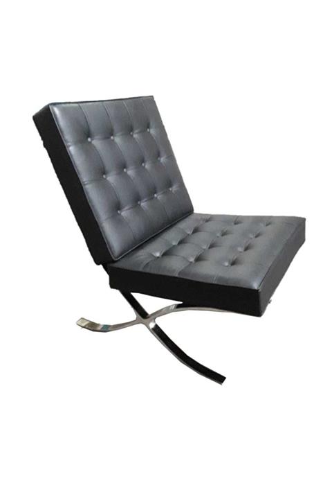 Biotur Siyah Suni Deri Krom Kaplama Barcelona Sandalye