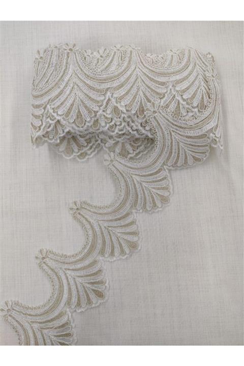 Nurkumaş Mercan Kreme Gold Fransız Dantel Top