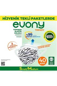 Evony Elastik Kulaklı Trendy Maske Tekli Paketlenmiş 40 Adet