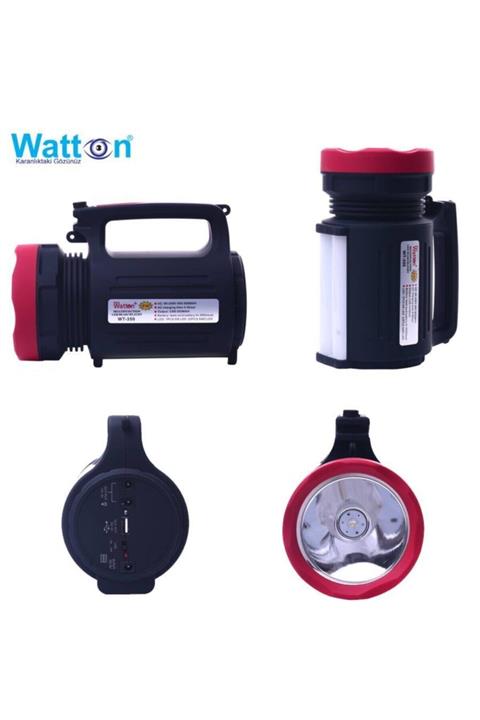 Watton Black Wt-350 Çift Yönlü Projektör Şarjlı Işıldak