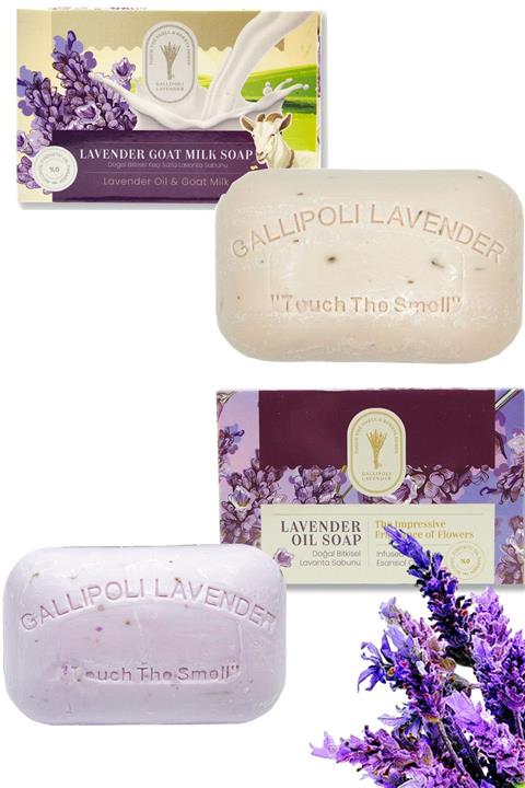 Gallipoli Lavender Bitkisel Sivilce Kurutucu Cilt Temizleyici Keçi Sütü Sabun + Lavanta Sabun Cilt Canlandırıcı Set