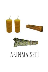 Sacra Arbor Arınma Seti (1 Adet Adaçayı + 1 Adet Palo Santo + 2 Adet Balmumu Mum)