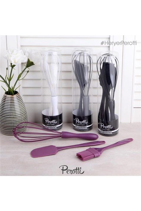 BAKBAKAVM Perotti 3'lü Set Çırpıcı,spatula Ve Fırça