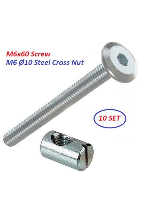 Doa Silindir Çektirme Somun Seti M6x60 ( 10 Adet )