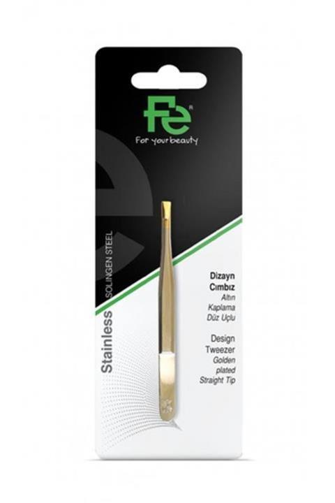 Fe Dizayn Altın Kaplama Düz Uçlu Cımbız