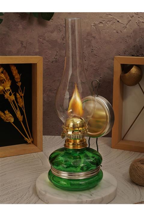 Kristal Cam Gaz Lambası Nostaljik Yeşil