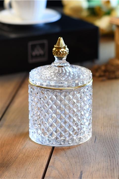 Wow Home Art - Cam Kapaklı Şekerlik Gold - Şekerlik - Baharatlık - Kavanoz - Mumluk - Çerezlik