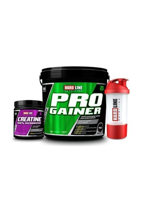 Hardline Progainer Çikolata Aroma 5000 gr Kreatin %100 Mikronize 300 gr Shaker