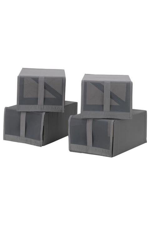 IKEA 4 Lü Ayakkabı Kutusu, Koyu Gri Meridyendukkan 22x34x16 Cm 4 Ayakkabı Çifti