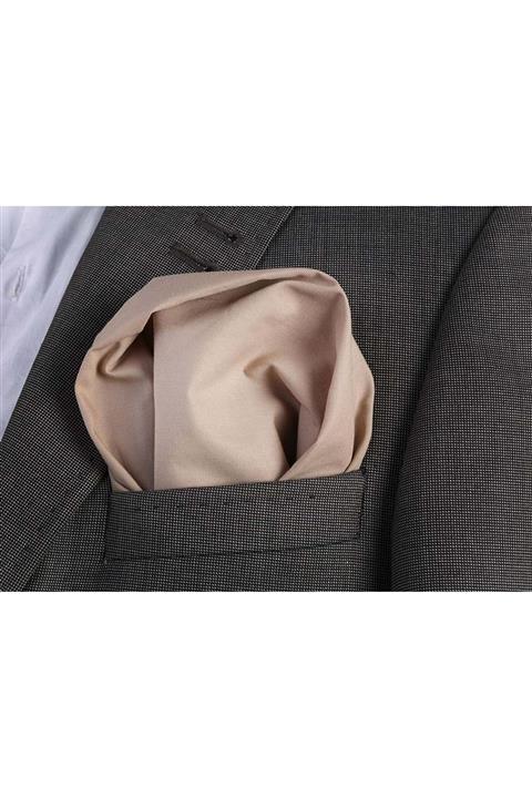 Exve Exclusive Erkek Bej Rengi Sade Cep Yaka Mendili