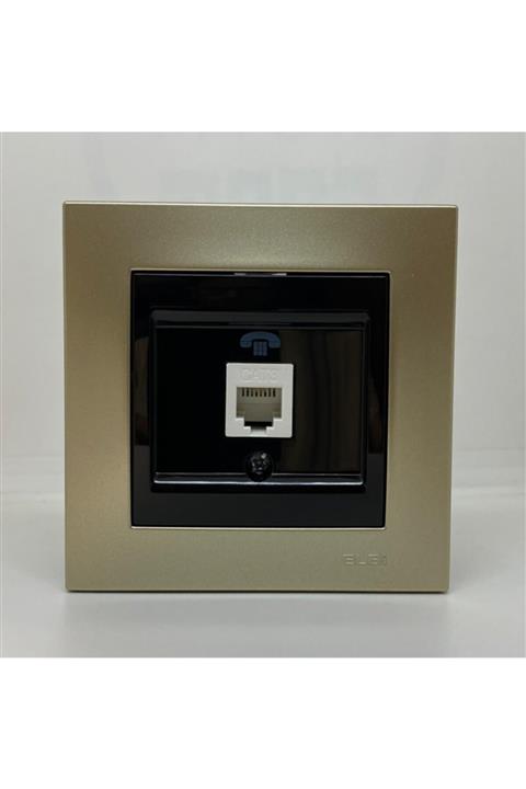 ELBİ Vega Telefon Prizi Numeris Çerçeveli Siyah Titanyum