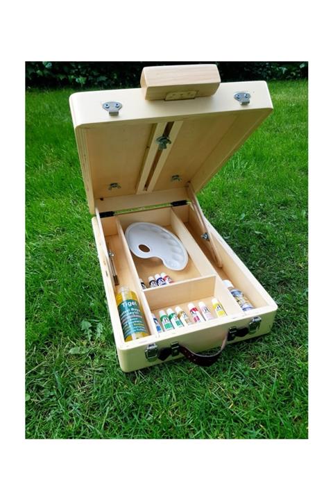 LAMONETA Şövaleli Masif Ahşap Ressam Çantası / Resim Çantası