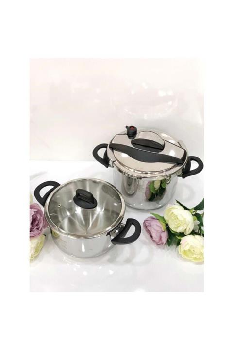 Emsan Presso 6 Lt + 4 Lt 2'li Düdüklü Tencere Gri