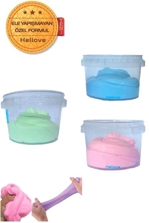 Hellove Ele Yapışmayan Slime Slaym Oyun Hamuru 3 Renk Pofuduk Slime