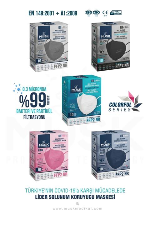 MUSK PROTECTİVE TECHNOLOGY Musk N95 Maske 5 Renk Bir Arada 50 Adet