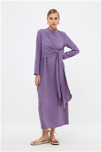 Trendyol Modest Lila Bağlama Detaylı Tesettür Elbise TCTSS21EL4327