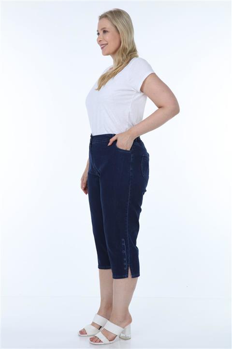 BİrHoşButik Büyük Beden Baddal Koyu Mavi Kapri