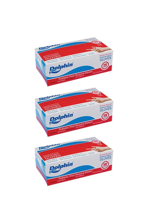 Dolphin Beyaz Vinil Eldiven Pudrasız (m) 100'lü X 3