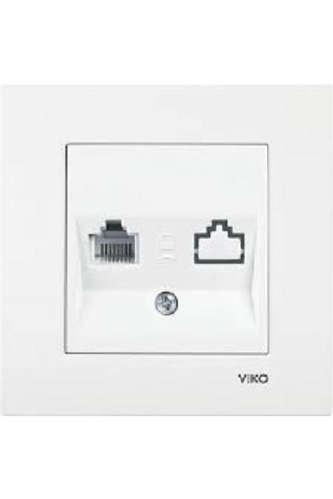 VİKO Karre Beyaz Nümeris Telefon Prizi Rj11 Çerçeve Dahil