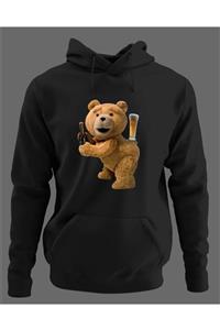 NOVUMUS Büyük Beden Unisex Teddy 3 Iplik Şardonlu (içi Pamuklu) Siyah Hoodie Sweatshirt Kapüşonlu