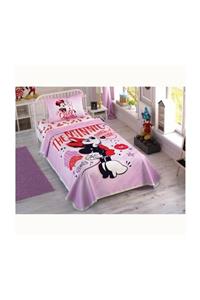 Taç Disney Minnie Pink Heart Tek Kişilik Pike Takımı