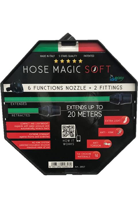 Idroeasy Idro Easy Uzayan Hortum 20m - 6 Foksiyonlu Başlık 2 Adet Hortum Bağlantı Aparatı
