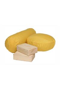 Zunkla Meditasyon Minderi + Yoga Bolster Minderi + 2 Adet Ahşap Yoga Blok