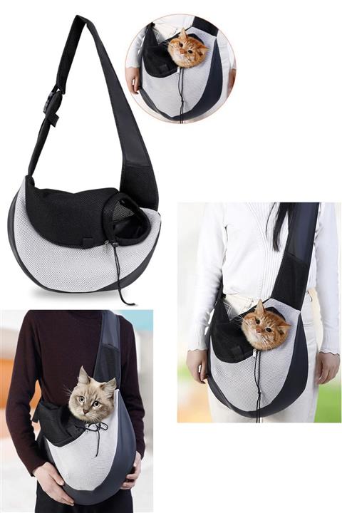 Carneil Small 45x27 Açık Gri Hanger Tek Omuz Askılı Küçük Irk Kedi Köpek Taşıma Seyahat Gezi Çanta