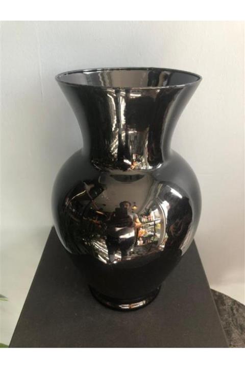 KALİTELİ ÇİÇEK Siyah Cam Vazo