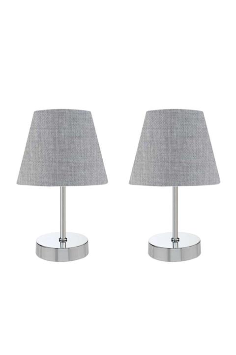 Bysay Fiesta Fiesta Best Metal Ayaklı Ikili Abajur Masa Lambası - Krom (gri)