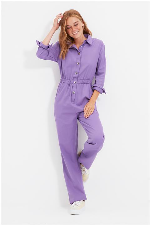 TRENDYOLMİLLA Mor Düğmeli Tulum TWOAW22TU0091