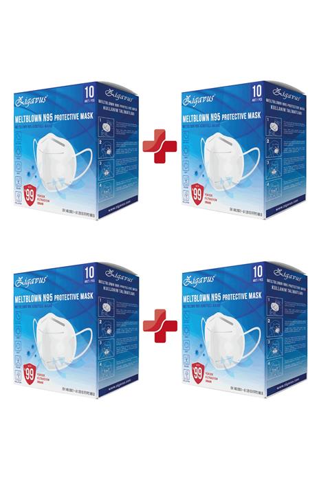 Zigavus N95 Beyaz Maske 40 Adet Meltblown, Ayrı Poşetli, Ventilsiz , Ce Iso